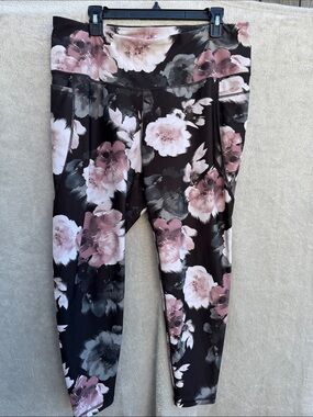 Old Navy elevate go dry Floral Print Leggings - Pink Black size XXL